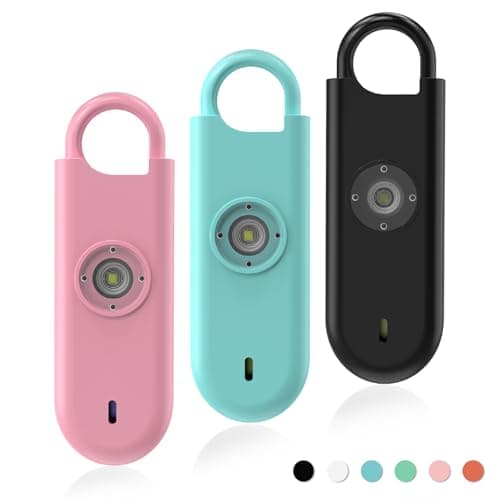 Image of Fauxomor Personal Safety Alarm for Women, 3 Pack 140DB Rape Panic Attack Alarm Keychain Police Approved with Low Battery Notice with Strobe Light, Gift for Kids Elderly College Girls(Pink+Blue+Black)