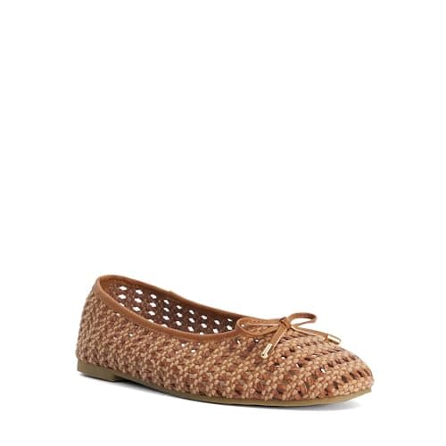 Image of Dune London Ladies HYPNOS Woven Raffia Ballet Flats Size UK 6 Ballet Pumps Tan