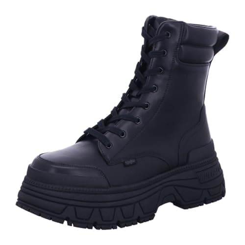Image of Buffalo FUSION LACE UP MID Women’s Black Vegan Nappa Lace-Up Mid-Ankle Platform Combat Boots - Black 4