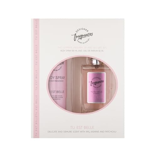 Image of Designer Fragrances Tu Est Belle Female Gift Set - Includes 100ml Body Spray Deodorant Cans, 50ml Women’s Eau De Parfum Sprays - For Instant Freshness on The Go - Long Lasting Smells
