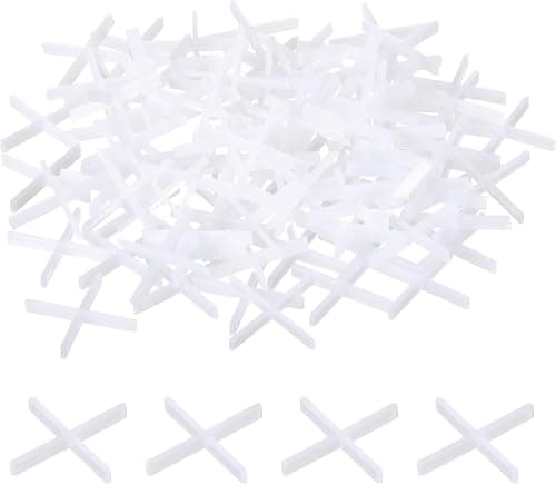 Image of 500pcs 1mm Tile spacers - White Plastic Cross spacers - Hard Plastic Cross Tile spacers -Ideal for Garden Tiles, Floor Tiles - Perfect for Rubi Tile spacers to Ensure Precise Tile Leveling