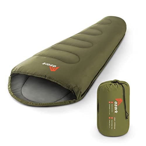 Image of azark Premium Single Sleeping Bag, 350GSM, Lightweight and Waterproof, 4 Seasons of Camping, Hiking and Outdoors, Sleeping bag for Adults & Kids (Green)