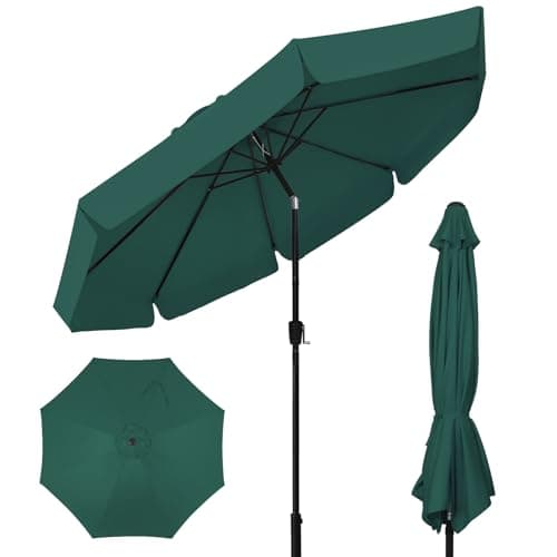 Image of ZealWe Garden Parasol, 3m Parasols Patio Sun Umbrella for Garden, Tilt Crank Handle and 8 Ribs, Beach Pool Lawn Backyard Deck, Green