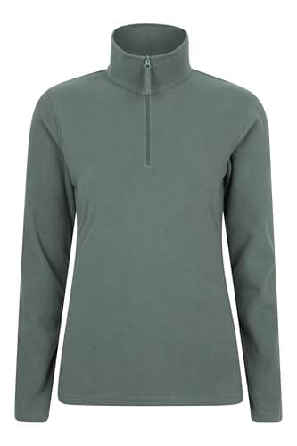 Image of Mountain Warehouse Camber Half Zip Women's Fleece - Lightweight, Warm & Cosy Half Zip Sweatshirt - Best for Spring Summer, Camping, Outdoors, Travelling & Hiking Khaki (Plain) M