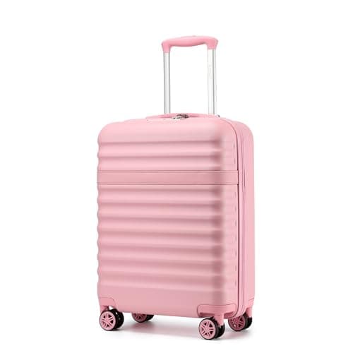 Image of Kono 20 Inch Cabin Suitcase for easyJet Ryanair Small ABS+PC Hardshell Carry On Lightweight Travel Luggage with TSA Lock Spinner Wheels (Pink)