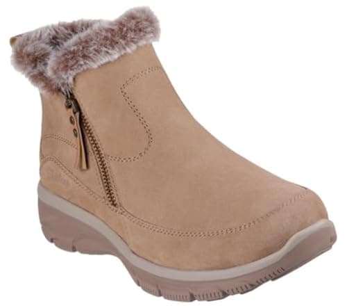 Image of Skechers Women's Easy Going Cool Zip! Boots, Tan Suede, 5 UK