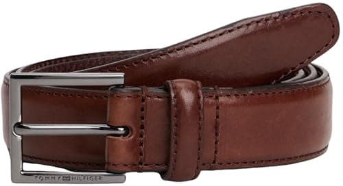 Image of Tommy Hilfiger Men’s 3.0 cm Hudson Leather Belt, Brown (Coffee Bean), 43.3 inches