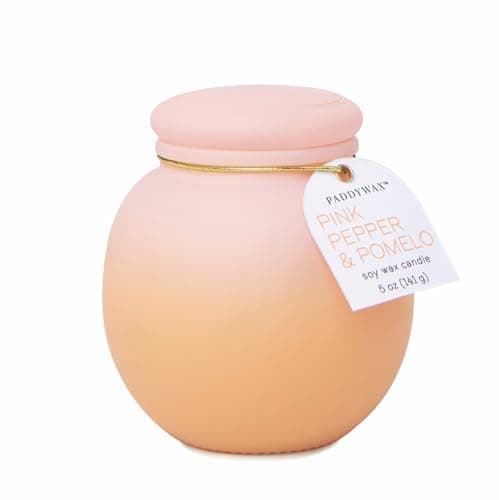 Image of Paddywax Scented Candles Orb Collection Ombre Glass Luxury Artisan Candle, 141g, Pink Pepper & Pomelo