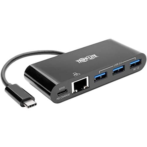 Image of Tripp Lite 3-Port USB-C Hub - 3x USB-A, GbE, 60W PD Charging, Black (U460-003-3AGB-C)