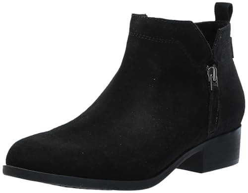 Image of TOMS Women's Dahlia Ankle Boot, Black Suede/Heritage Canvas, 6.5 UK