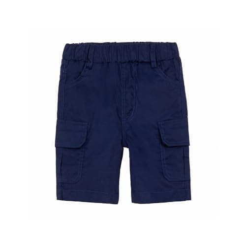 Image of Mud Kingdom 7-8 Years Boys Cargo Shorts for Little Boy Elastic Wasit Twill Shorts with Thigh Pockets Navy Blue Cotton