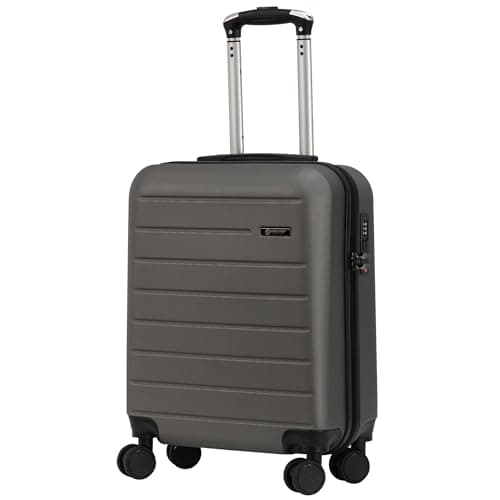Image of Rocklands® Lightweight 4 Wheel Hard Shell Luggage Suitcase Rynair Cabin Travel Bag 55x40x20cm - ABS822 (Grey)