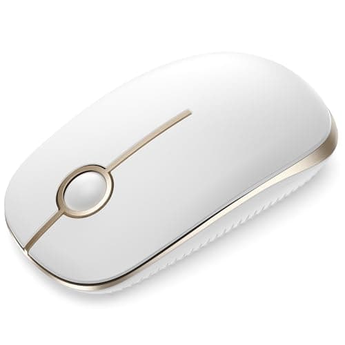 Image of Seenda Wireless Mouse, 2.4GHz Silent Mouse with USB Receiver, 18 month battery life, 1600 DPI Optical Tracking, Portable Computer Mice for Laptop PC Notebook- White and Gold