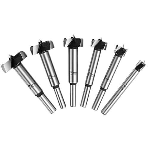 Image of flintronic Forstner Drill Bit, 6PCS(10,15,20,25,30,35mm) Cemented Carbide Woodworking Hole Saw HSS Drill Bit Set for Hand Drill/Bench Drill/Solid Wood, Cork, Splint, Plywood, Particle Board