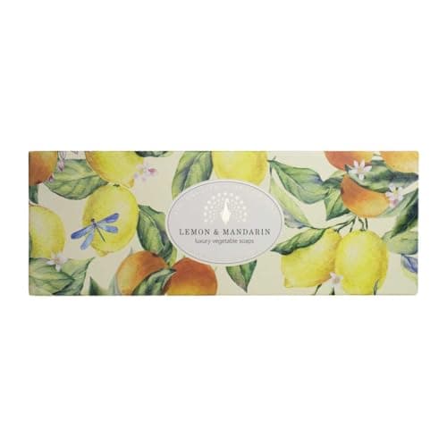 Image of English Soap Company Herritage Collection Hand Body Luxury Vegetable Scented Soap Bar (3x100g, Lemon & Mandarin)
