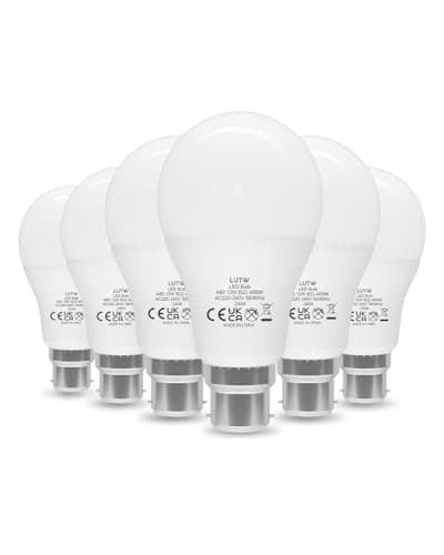 Image of LUTW Bayonet Light Bulb, 100W Equivalent, Neutral White 4000K, 12W 1200LM B22 LED Bulbs, BC A60 GLS Energy Saving LED Light Bulbs, Non-dimmable, Pack of 6