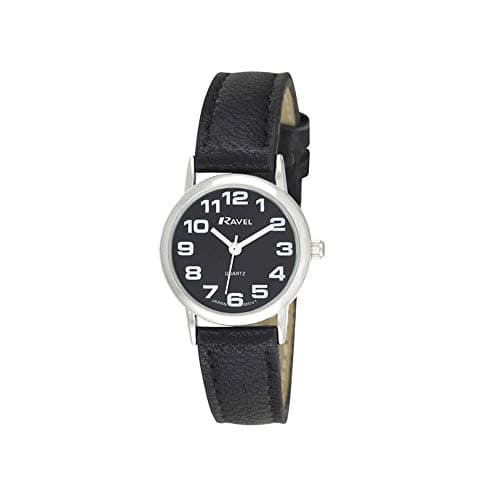 Image of Ravel Unisex Easy Read Watch with Big Numbers - Black/Silver Tone/Black Dial