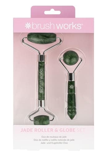 Image of Brushworks Jade Roller & Globe Set, Pink, One Size