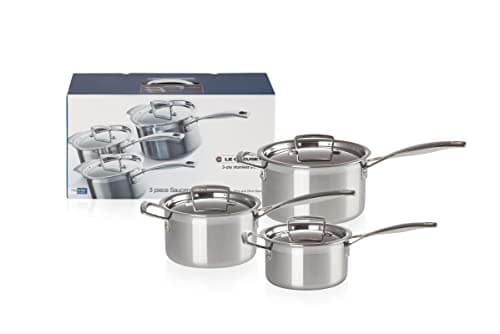 Image of Le Creuset 3-Ply Stainless Steel Saucepan with Lid, 20 x 12.2 cm, 3 Piece, 96209000001000