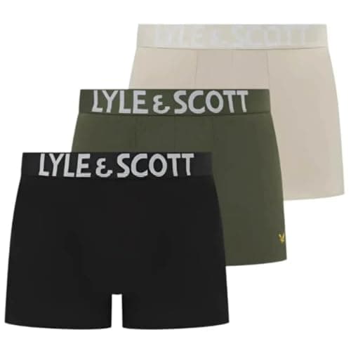 Image of Lyle & Scott Mens 3 Pack Boxer Briefs Daniel (UK, Alpha, XXL, Regular, Regular, Pumice Stone/Beetle/Black)