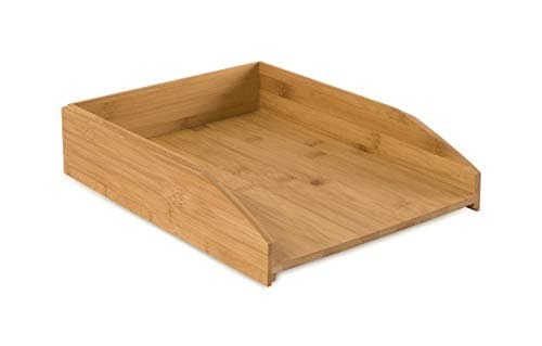 Image of OSCO Bamboo Stacking Letter Tray A4, Sustainable MOSO Bamboo Desk Organiser for Mail, Documents & Files, Stackable & Durable Paper Sorter, Natural Smooth Finish for Home Office and Workplace