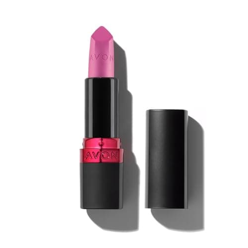 Image of Avon Ultra Matte Lipstick Electric Pink with Vitamin E, Avocado Oil and Sesame Oil for Comfortable Coverage that Won't Cake, Crack or Dry, Cruelty Free