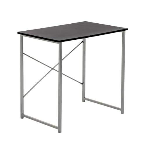 Image of Harbour Housewares Industrial Wooden Desk - 80cm - Black - PC Computer Workstation Contemporary Laptop Durable Tubular Steel Compact Wooden Office Desk for Study