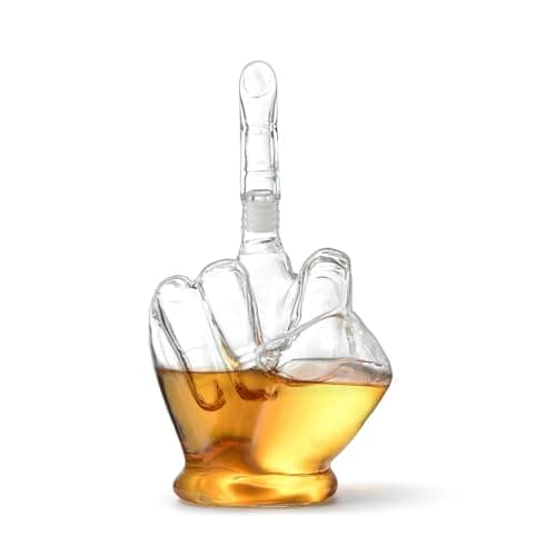 Image of Middle Finger Whiskey Decanter – Whiskey Decanter Set with Metal Funnel – Funny Wine Decanter Set – Wine Decanter Gift Set for Someone You Love – Middle Finger Gifts Funny for Men and Women