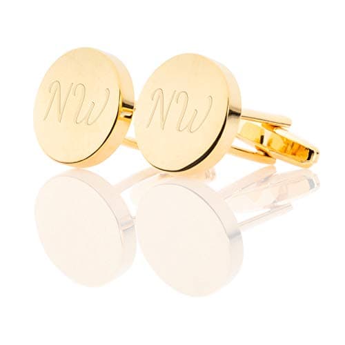 Image of Personalised Gold Plated Round Cufflinks In Luxury Engraved Chrome Cufflink Case - Engraved with your custom text