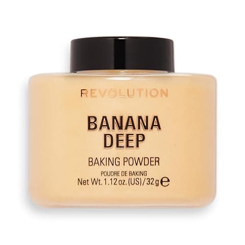 Image of Revolution Beauty London, Loose Baking Powder, Prolongs Makeup Wear, Setting Banana Deep, For Medium to Dark Skin tones, 32g