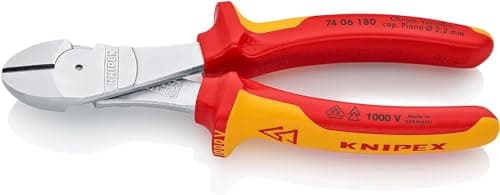 Image of KNIPEX High Leverage Diagonal Cutter Chrome-Plated Insulated with Multi-Component Grips, VDE-Tested 180 mm, 74 06 180
