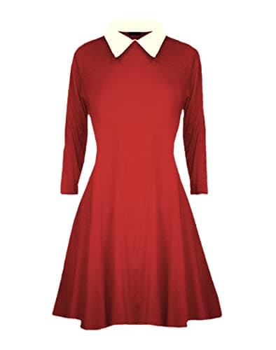 Image of Gum & Berries Girls Collar Swing Dress Long Sleeves Flare Franki A Line Midi Skater Dresses Kids Uniform Top Wine 7-8 Years