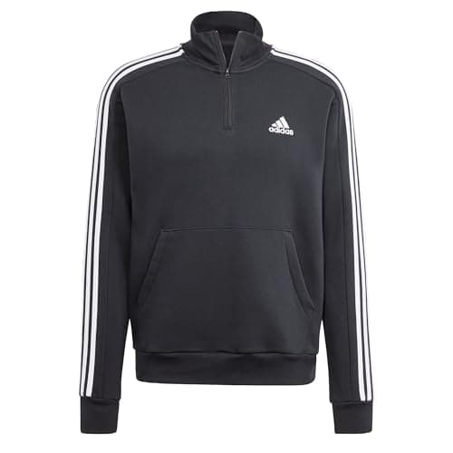 Image of adidas Men's Essentials Fleece 3-Stripes 1/4 Zip Sweatshirt, Black, XXL