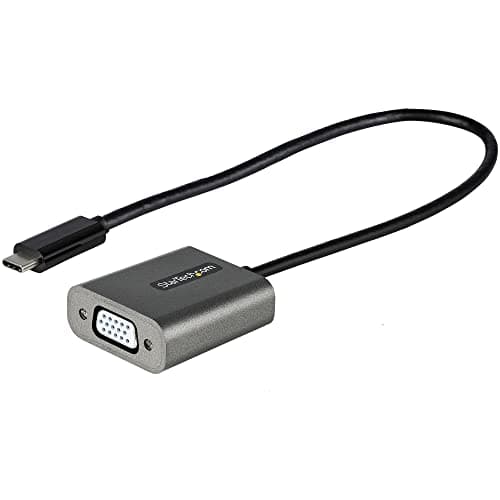 Image of StarTech.com USB C to VGA Adapter - 1080p USB Type-C to VGA Adapter Dongle - USB-C (DP Alt Mode) to VGA Monitor/Display Video Converter - Thunderbolt 3 Compatible - 12" Long Attached Cable (CDP2VGAEC)