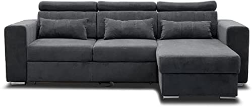 Image of OAK SPOT Luca Corner Sofa Bed With Storage - Premium Quality Fabric - Universal Side Sofa Bed (Grey)