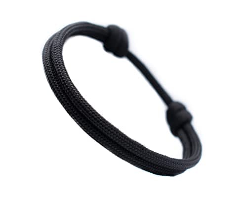Image of 550 Paracord Bracelet *NEW* | Handmade Adjustable Bracelets for Men & Women | Unisex Nautical Surfer Bracelet Anklet (Black)