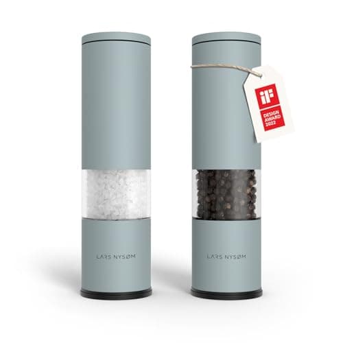 Image of LARS NYSØM Salt and Pepper Grinder Set Manual, Stainless Steel Salt and Pepper Mills with Adjustable Ceramic Grinder I Design Spice Shakers (Sky Blue)