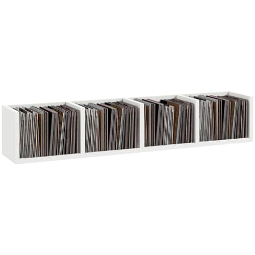 Image of HOMCOM Wall Mount 84 CD / 56 DVD/Blu-ray/Media Storage Rack 4 Cubes Wooden Shelf Organizer Unit Bookcase Display, White