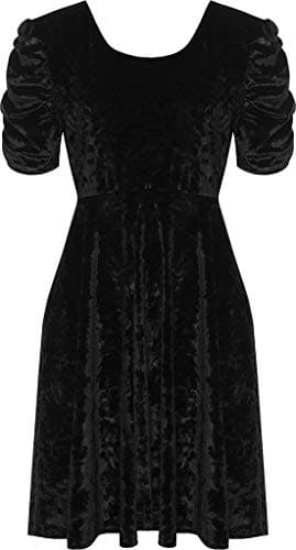Image of Ladies Plus Size Crushed Velour Velvet Swing Dress Ruched Short Sleeve Cross Back Size 14-28 (UK - 20, Black)