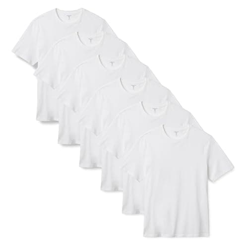 Image of Amazon Essentials Men's Regular-Fit Short-Sleeve Crewneck T-Shirt, Pack of 6, White, XL