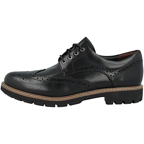 Image of Clarks Men's Batcombe Wing Brogues, Black Black Leather, 9 UK