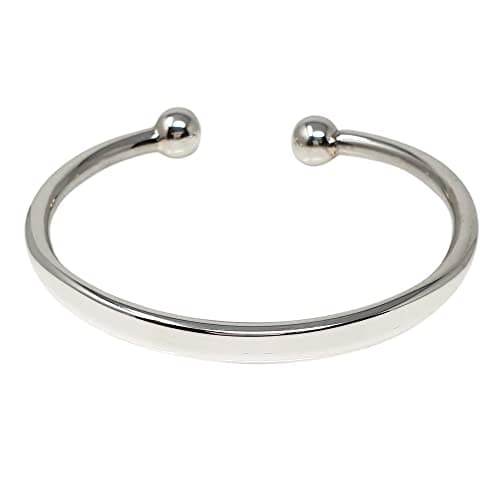 Image of TreasureBay Men's Heavy Solid 925 Sterling Silver Torque Bangle Bracelet - Plain Silver Bracelet for Men