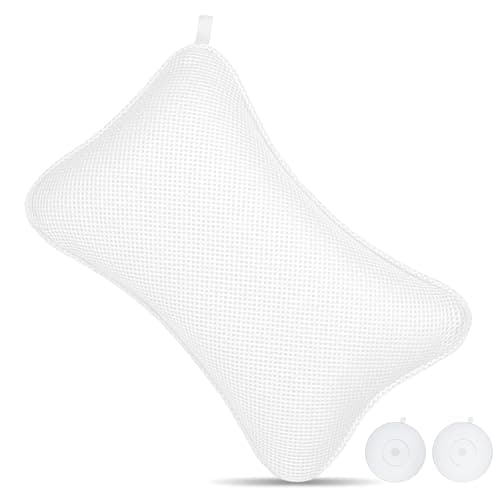 Image of Flintronic Bath Pillow, Luxury Bath Bathtub Pillow for Head, Neck, Shoulder and Back Support, Ergonomic Breathable Mesh SPA Tub Pillow, Fits all Bathtub (White)