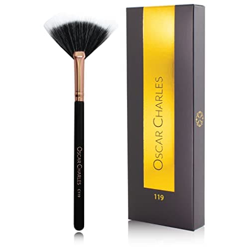 Image of Oscar Charles 119 Luxe Professional Small Duo Fan Makeup Brush - Rose Gold