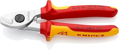 Image of KNIPEX Cable Shears, 165 mm, VDE, for CU and AI Cable to 15 mm (50 mm²), One-Hand Operation, Cable Cutters, Wire Cutters, 95 16 165