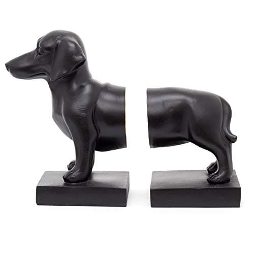 Image of Novelty Sausage Dog Bookends | Resin Dachshund Book End | Statue Animal Book Stopper