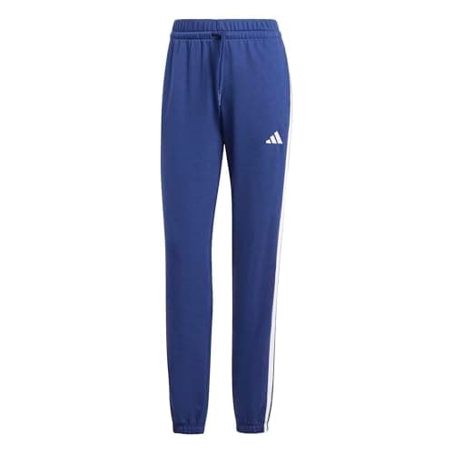 Image of adidas Women's Essentials 3-Stripes French Terry Cuffed Pants, Dark Blue/White, M