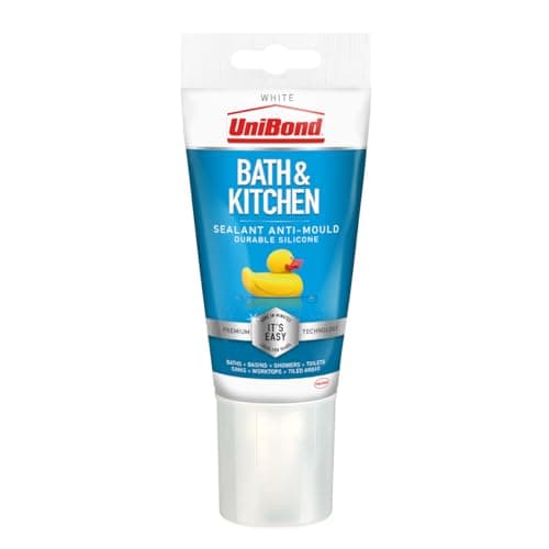 Image of UniBond 2079321 Anti-Mould Sealant / White Silicone Sealant for Kitchen and Bathroom / 1 x 147 g Tube