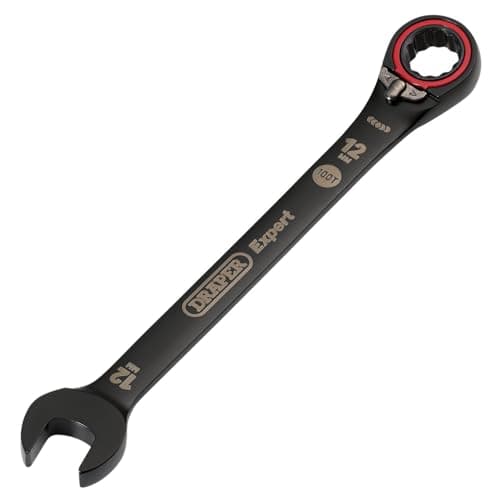 Image of Draper 03902 Expert HI-TORQ Metric Reversible Ratchet Combination Spanner, 12mm, Black
