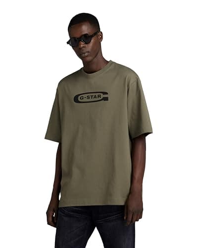 Image of G-Star Men's Old School Logo Boxy T-Shirt, Brown (turf D23904-C336-273), L